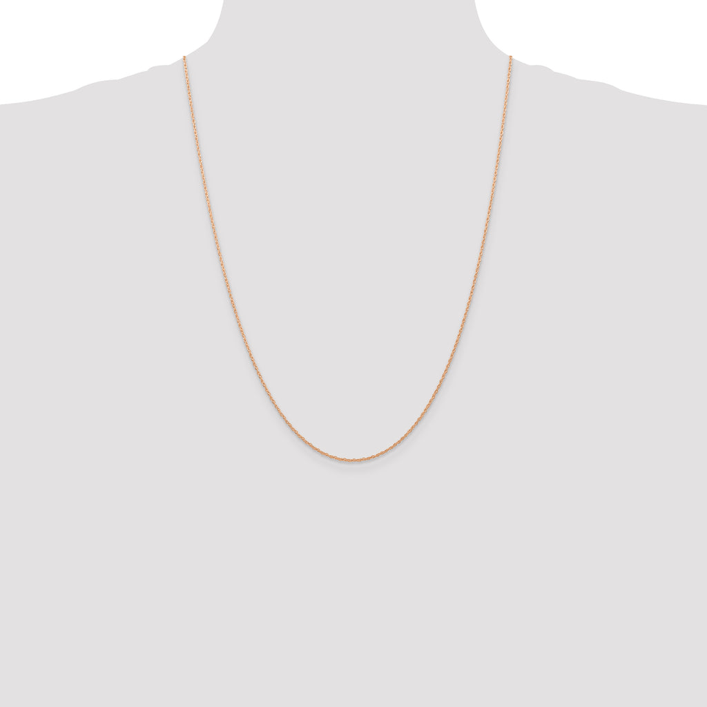 10K Rose Gold 0.7mm Rope Chain Necklace - view 4