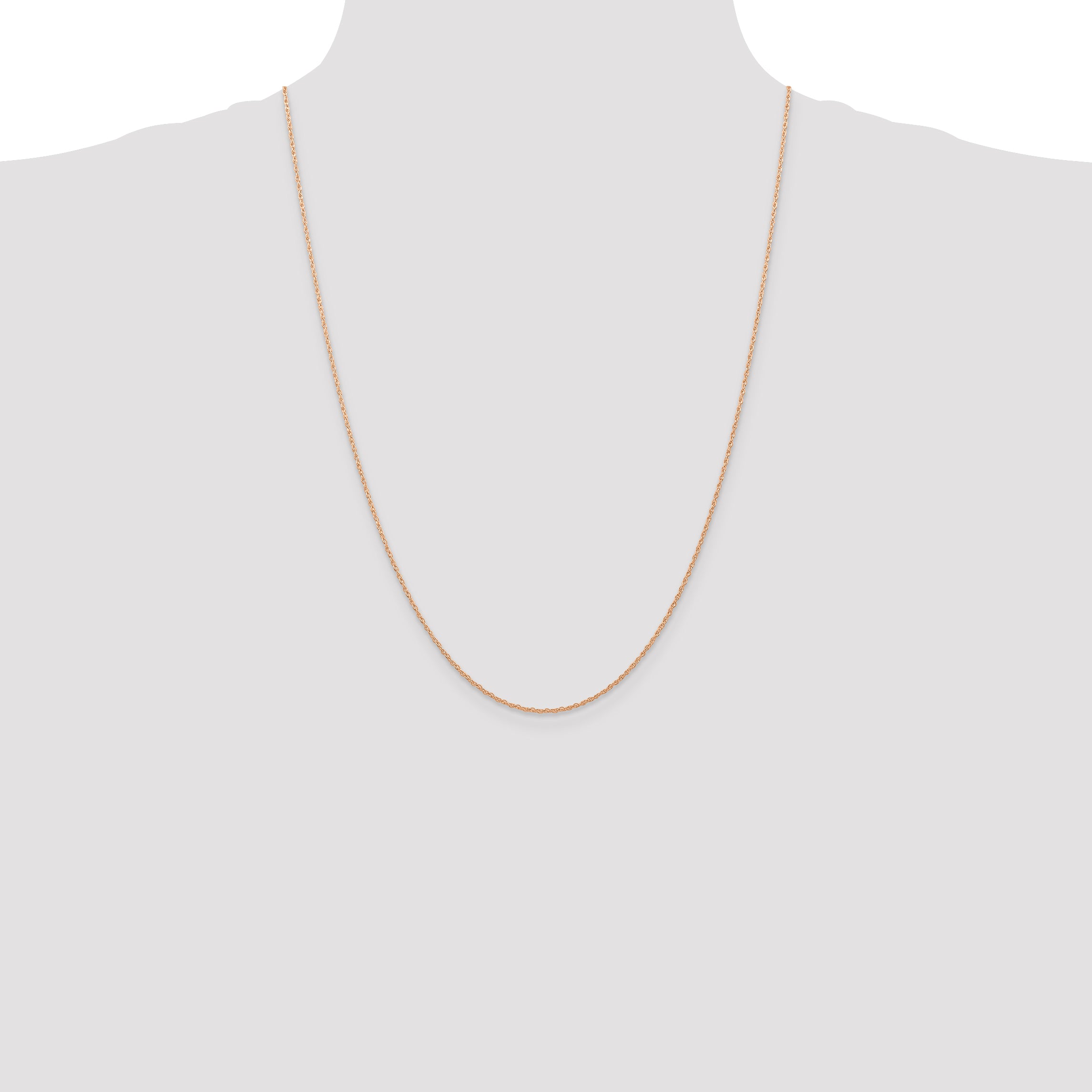 10K Rose Gold 0.7mm Rope Chain Necklace - view 4
