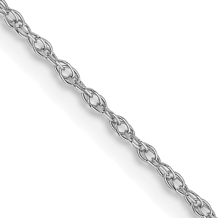 10K White Gold 0.7mm Rope Chain Necklace - 24 in
