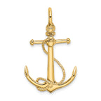10K None Large 3-D Anchor with Long T-Bar and Rope with Shackle Bail Pendant - view 4
