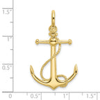 10K None Large 3-D Anchor with Long T-Bar and Rope with Shackle Bail Pendant - view 3