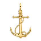 10K None Large 3-D Anchor with Long T-Bar and Rope with Shackle Bail Pendant