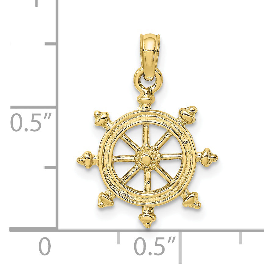 10K 2-D Engraved Ship Wheel Charm Secondary image