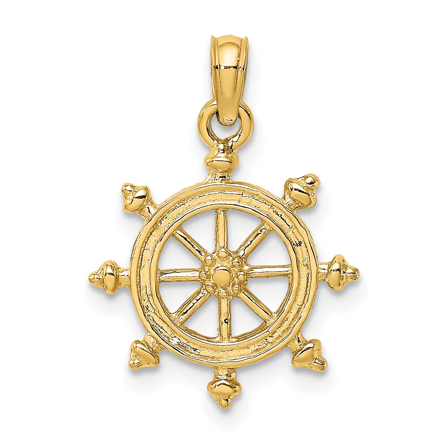 10K 2-D Engraved Ship Wheel Charm Main image