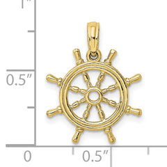 10K 3-D Ships Wheel Charm