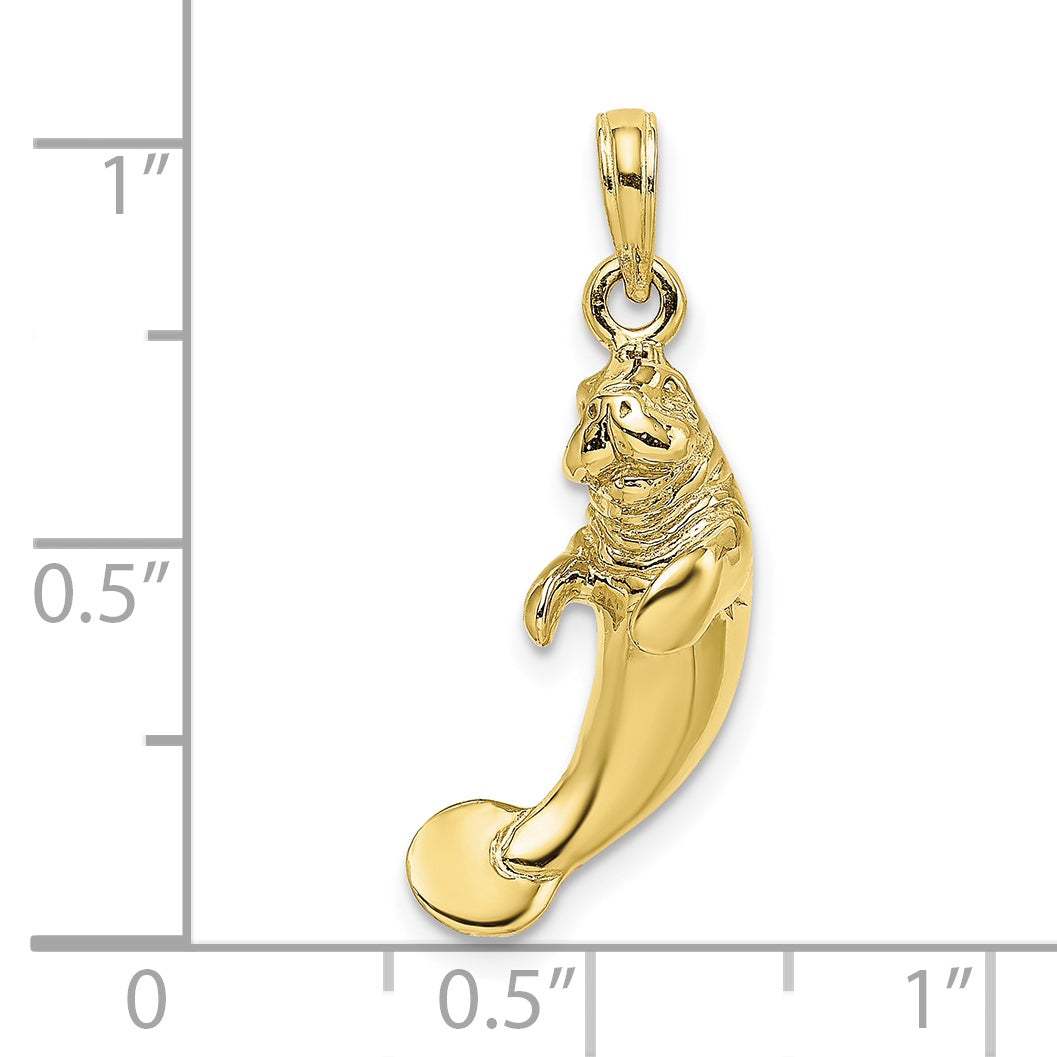 10k 3-D Polished Manatee Charm