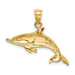 10K 2-D and Polished Swimming Dolphin Charm