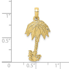 10K 2-D Textured Single Palm Tree Charm