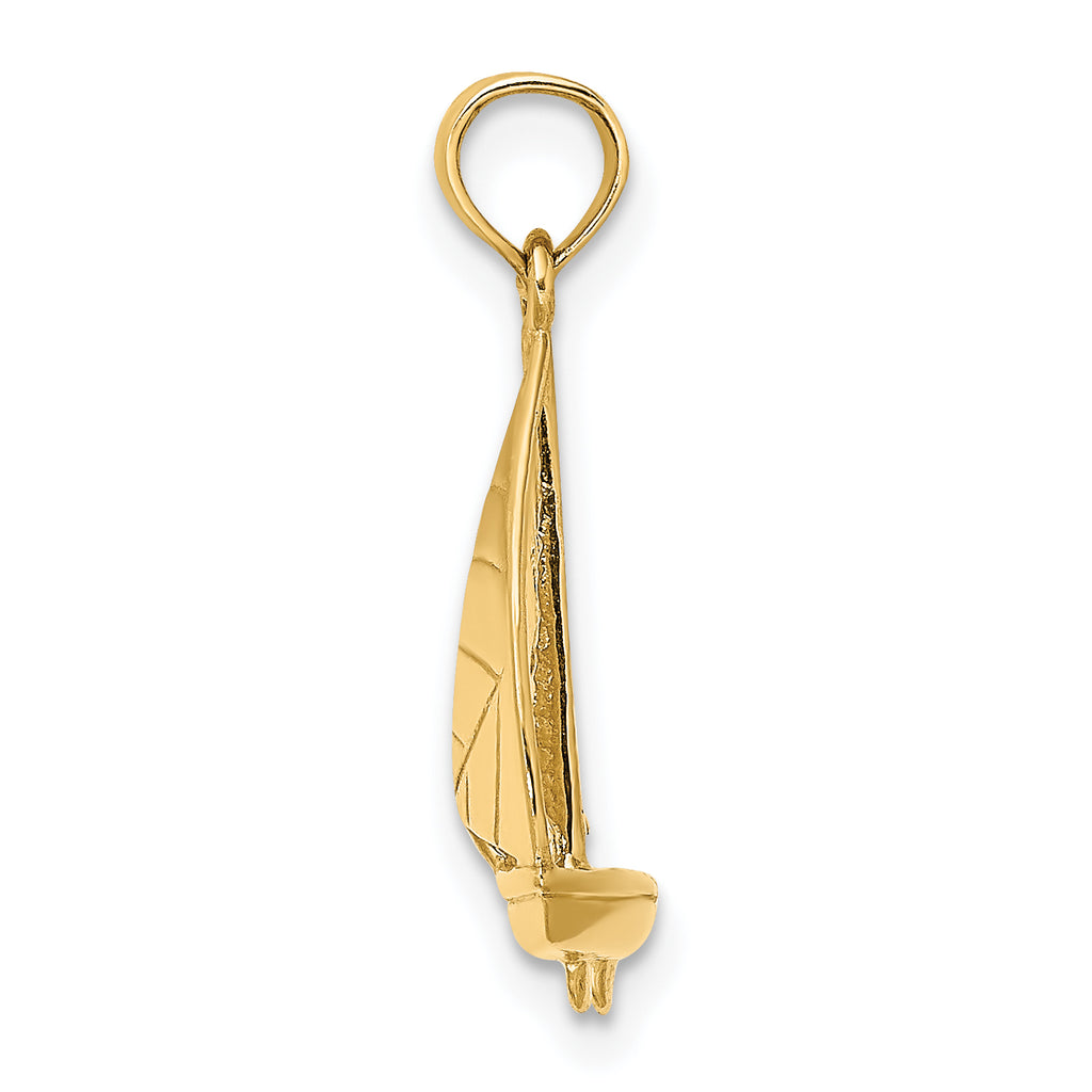 10K None 3-D Polished Sailboat Charm - view 2