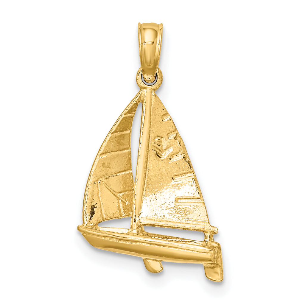 10K None 3-D Polished Sailboat Charm - view 4