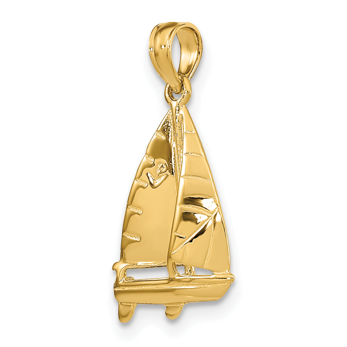 10K None 3-D Polished Sailboat Charm - view 5