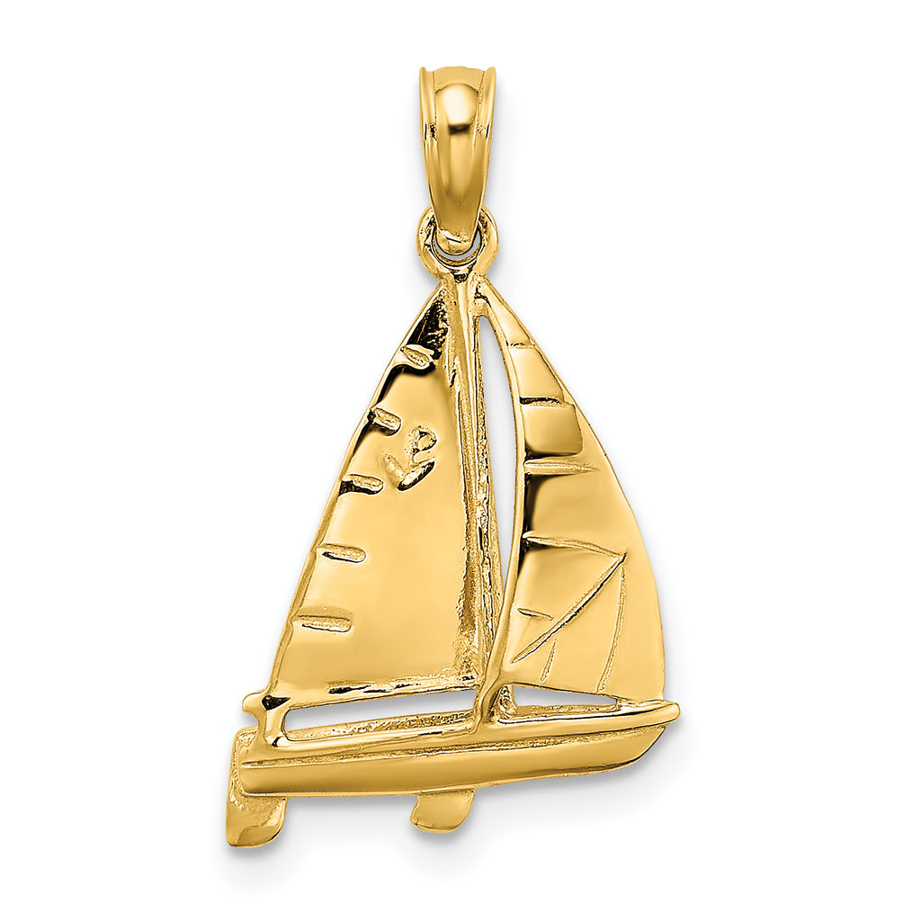10K None 3-D Polished Sailboat Charm