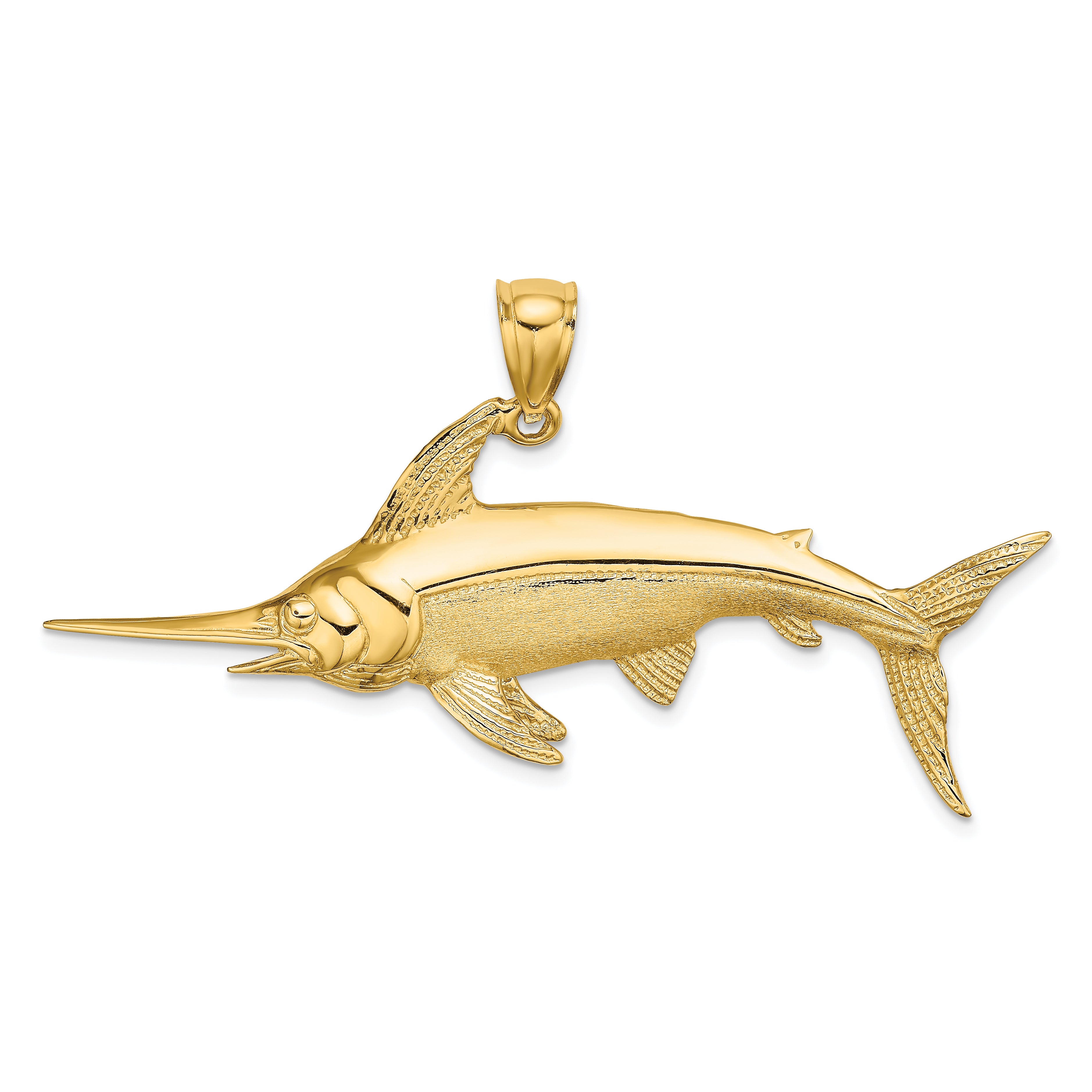 10K 2-D Polished/Satin Swordfish Charm Main image