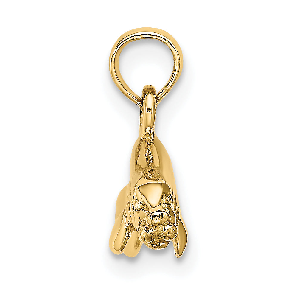 10K 3-D Polished Swimming Manatee Charm Secondary image