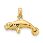 10K 3-D Polished Swimming Manatee Charm
