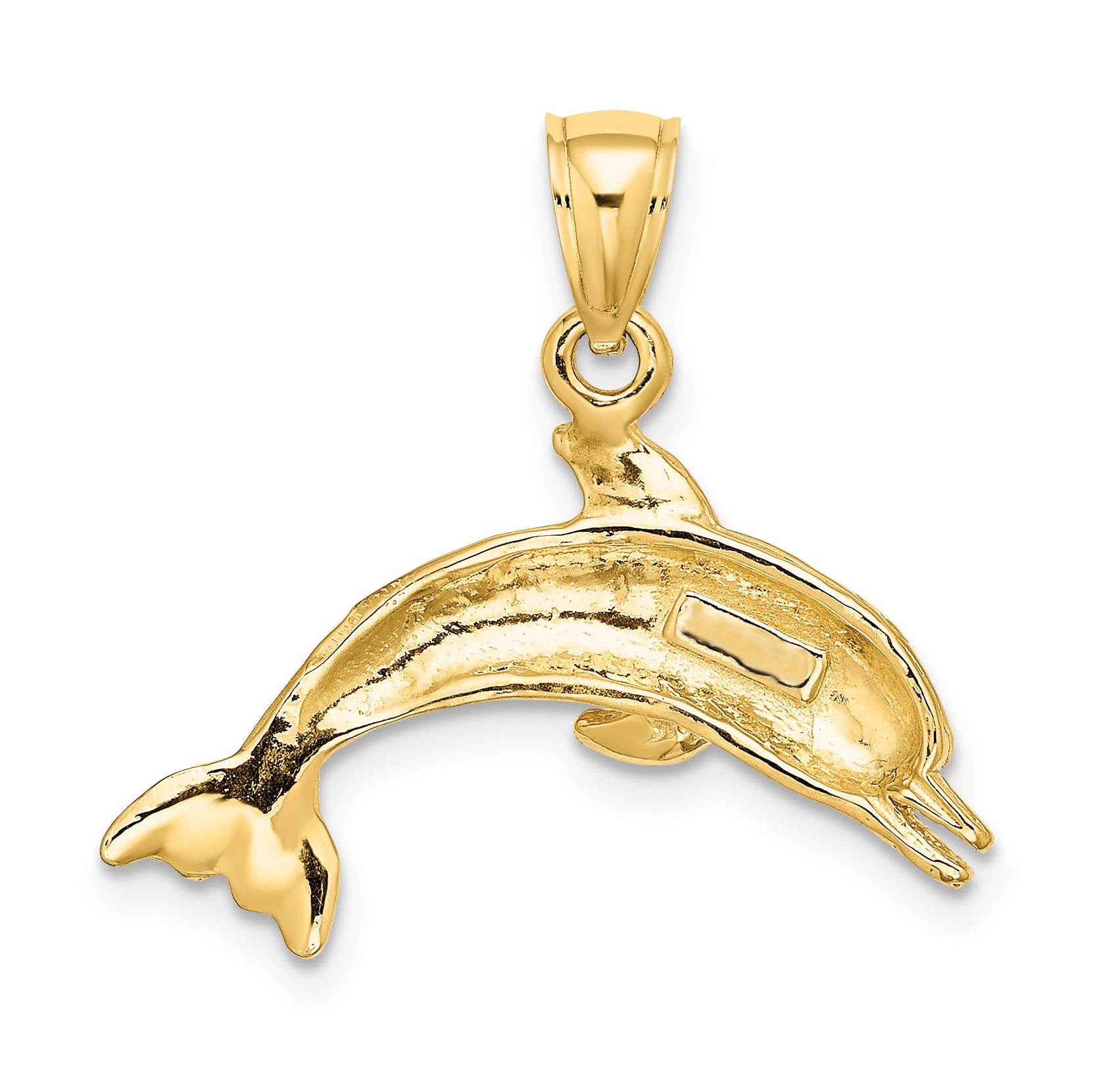 10K Textured Polished Dolphin Jumping Charm