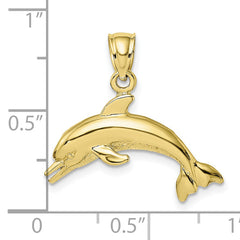 10K Textured Polished Dolphin Jumping Charm