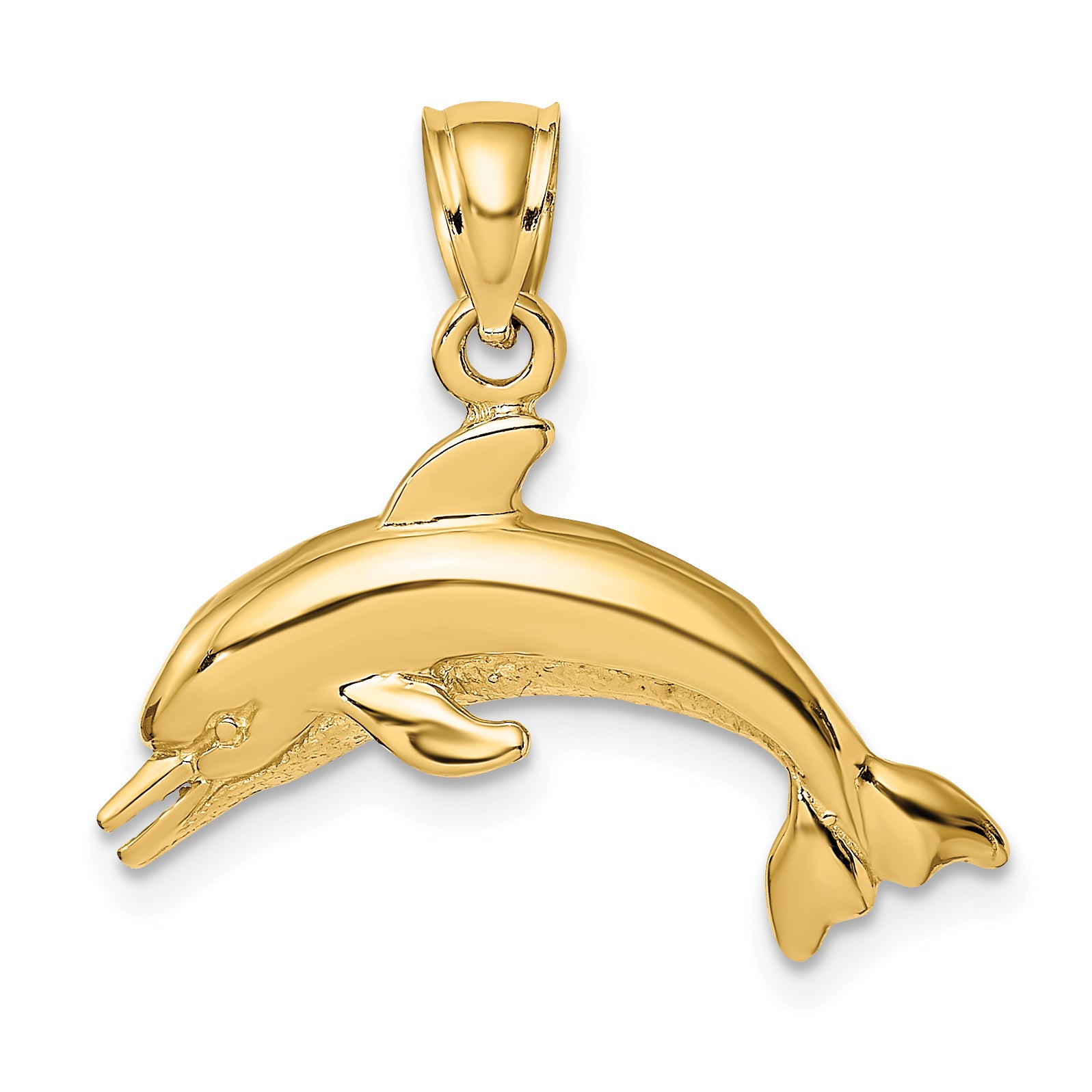 10K Textured Polished Dolphin Jumping Charm