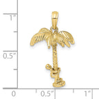 10K 3-D Palm Tree W/Moveable Man Charm