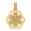 10K None Medical Symbol 16x18mm Hexagon Disc Pendant