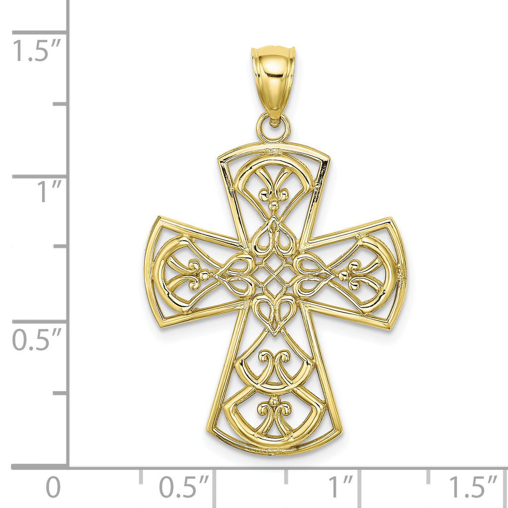 10K None Filigree Cross Charm - view 3