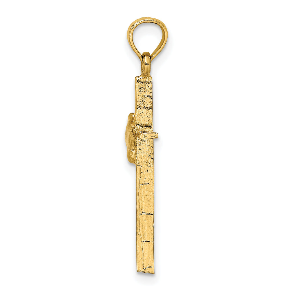 10K None Dove On Stick Cross Charm - view 2