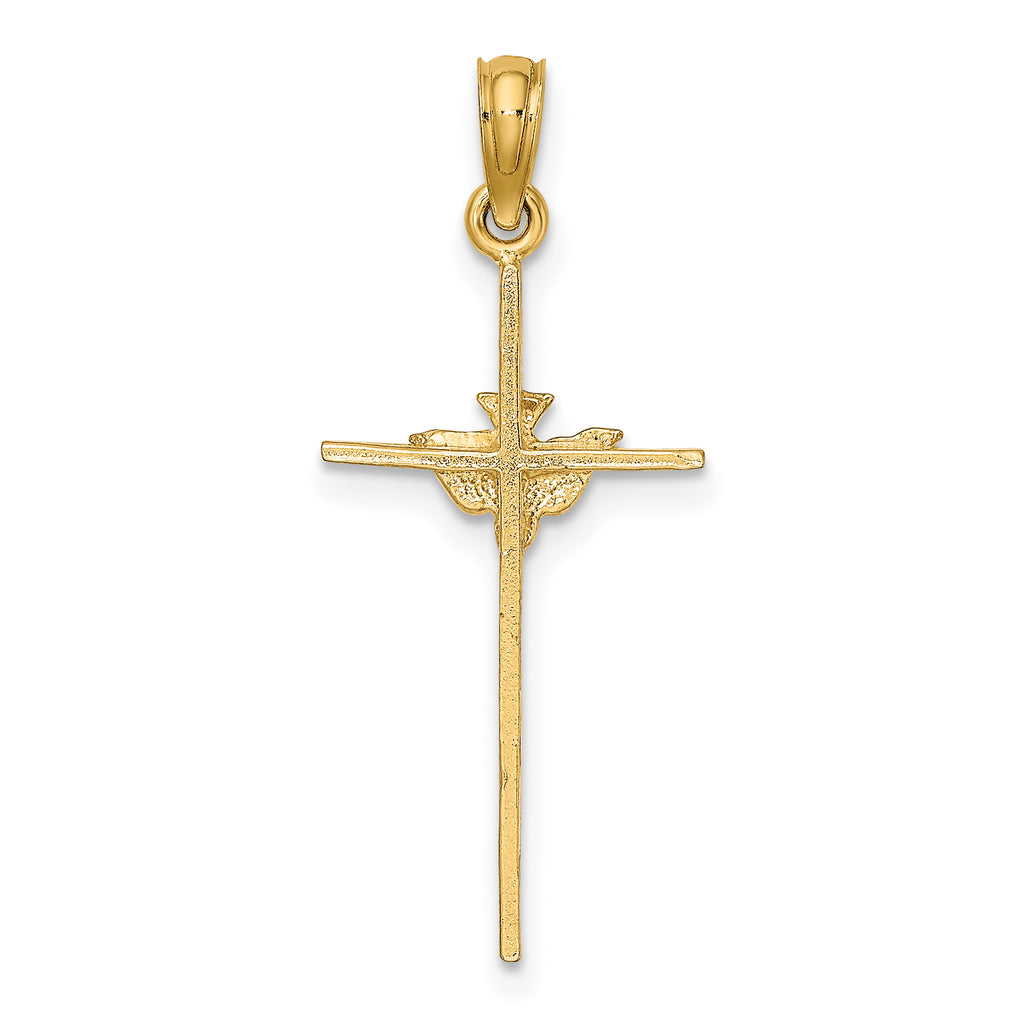 10K None Dove On Stick Cross Charm - view 4