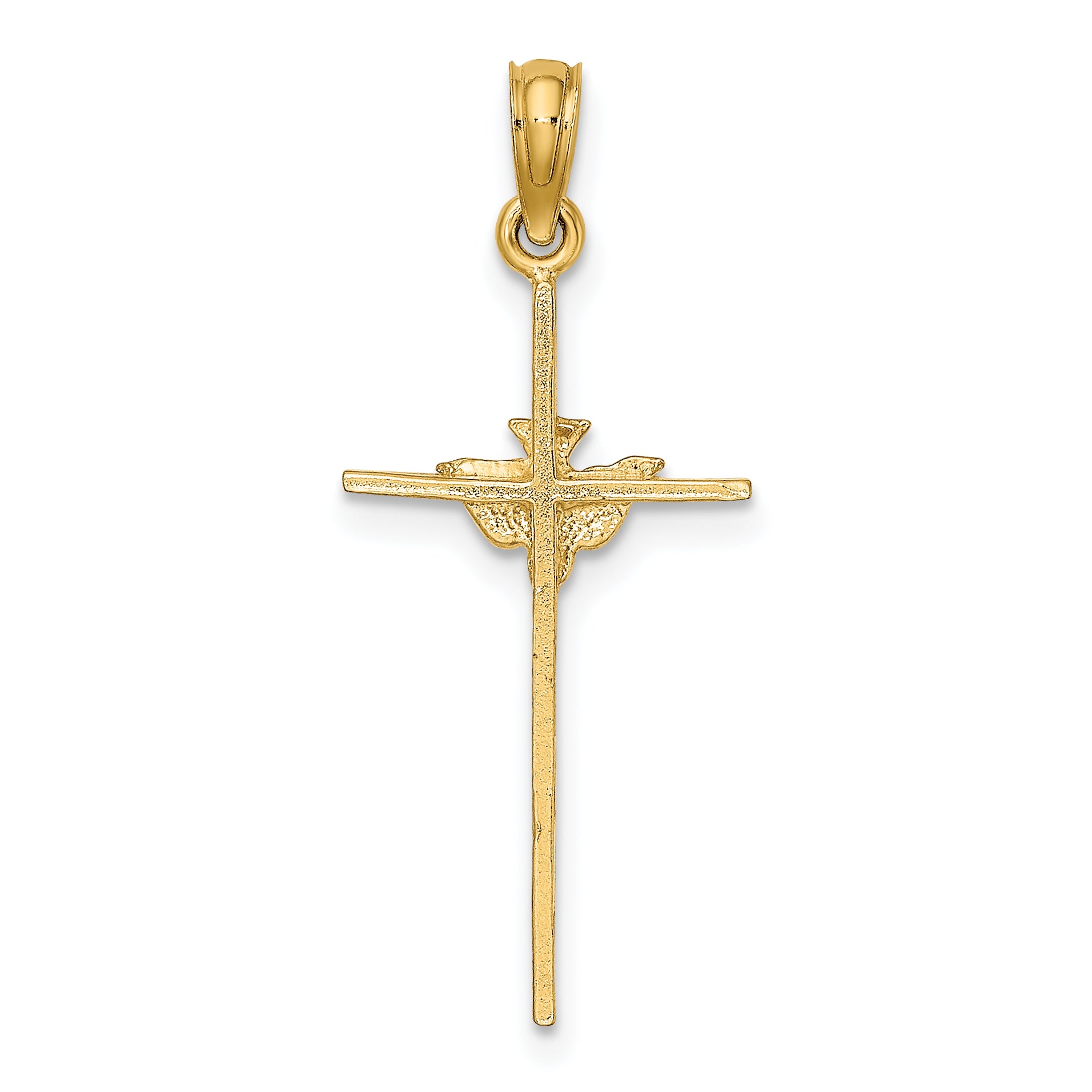 10K None Dove On Stick Cross Charm - view 4