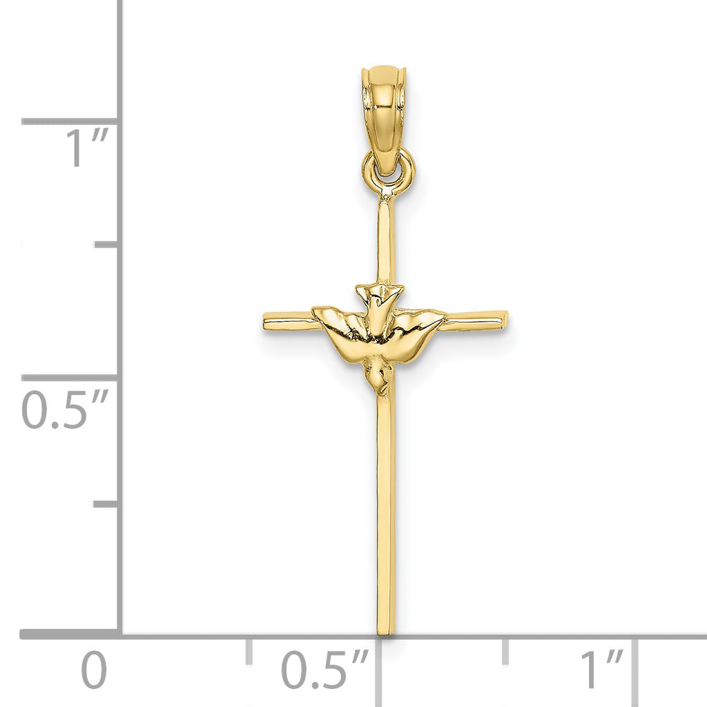 10K None Dove On Stick Cross Charm - view 3