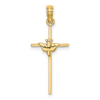 10K None Dove On Stick Cross Charm