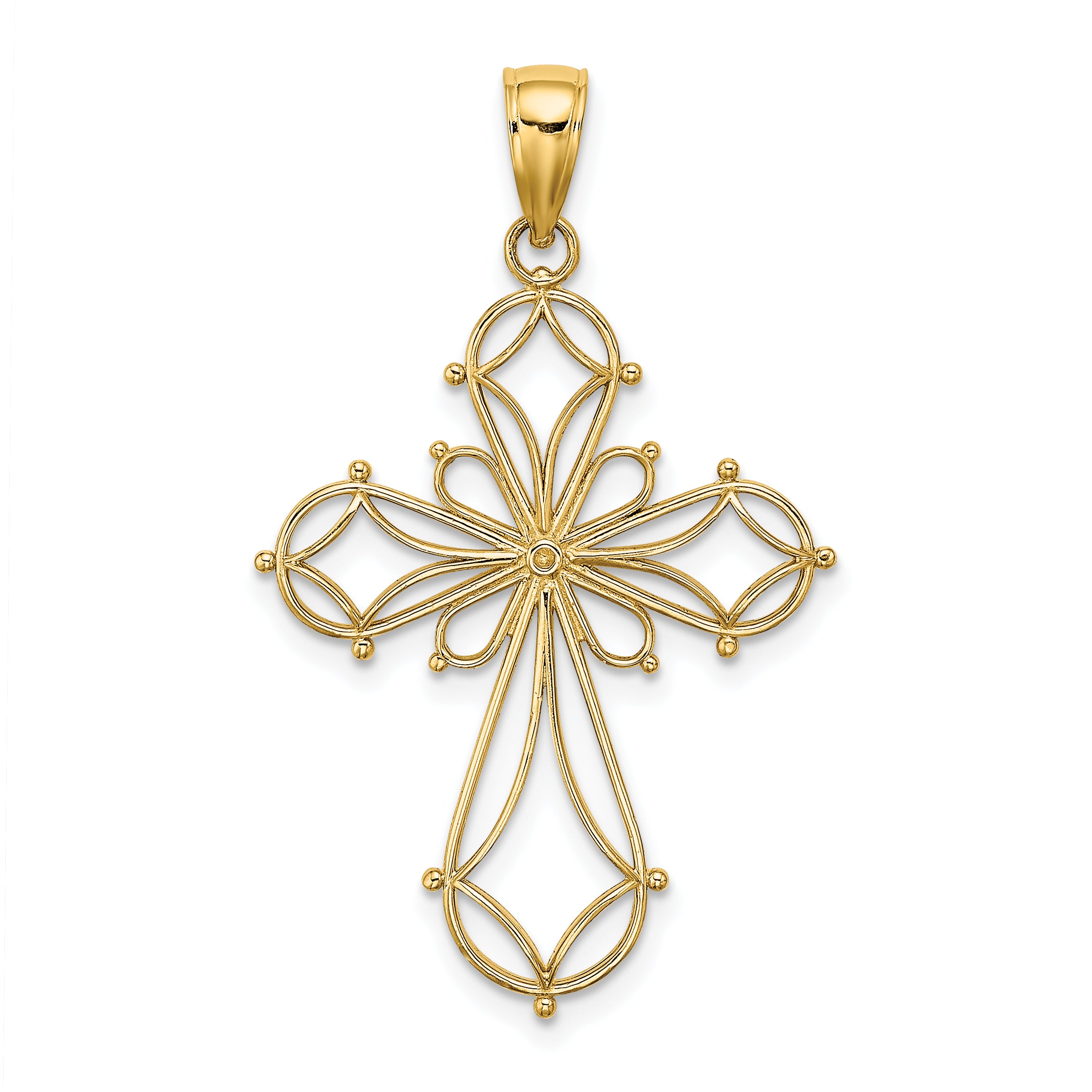 10K Cut-Out Shapes Fancy Cross Charm Main image