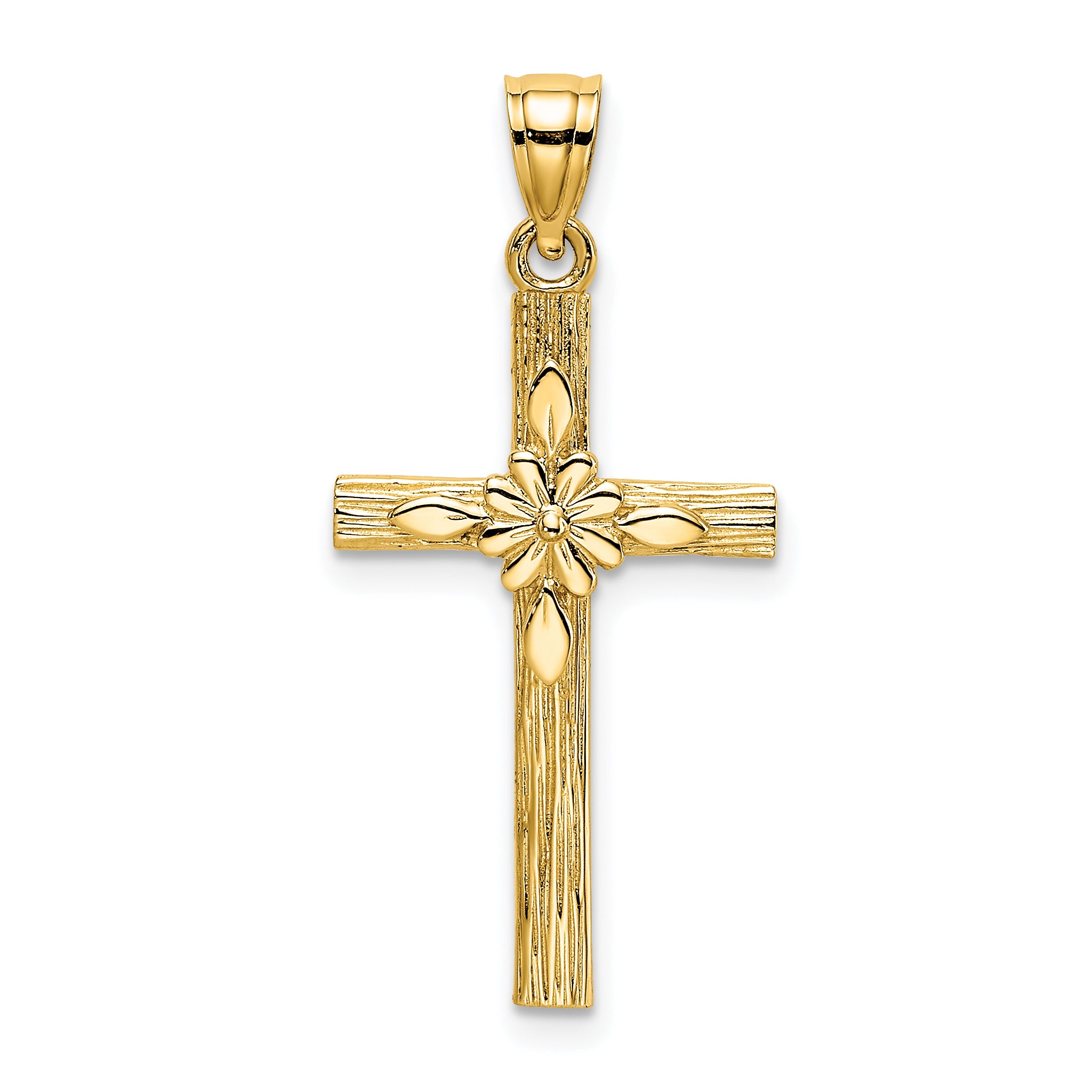 10K Cross w/ Flower Charm Main image