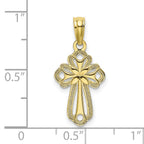 10K None Cut-Out Polished Textured Cross Charm - view 4