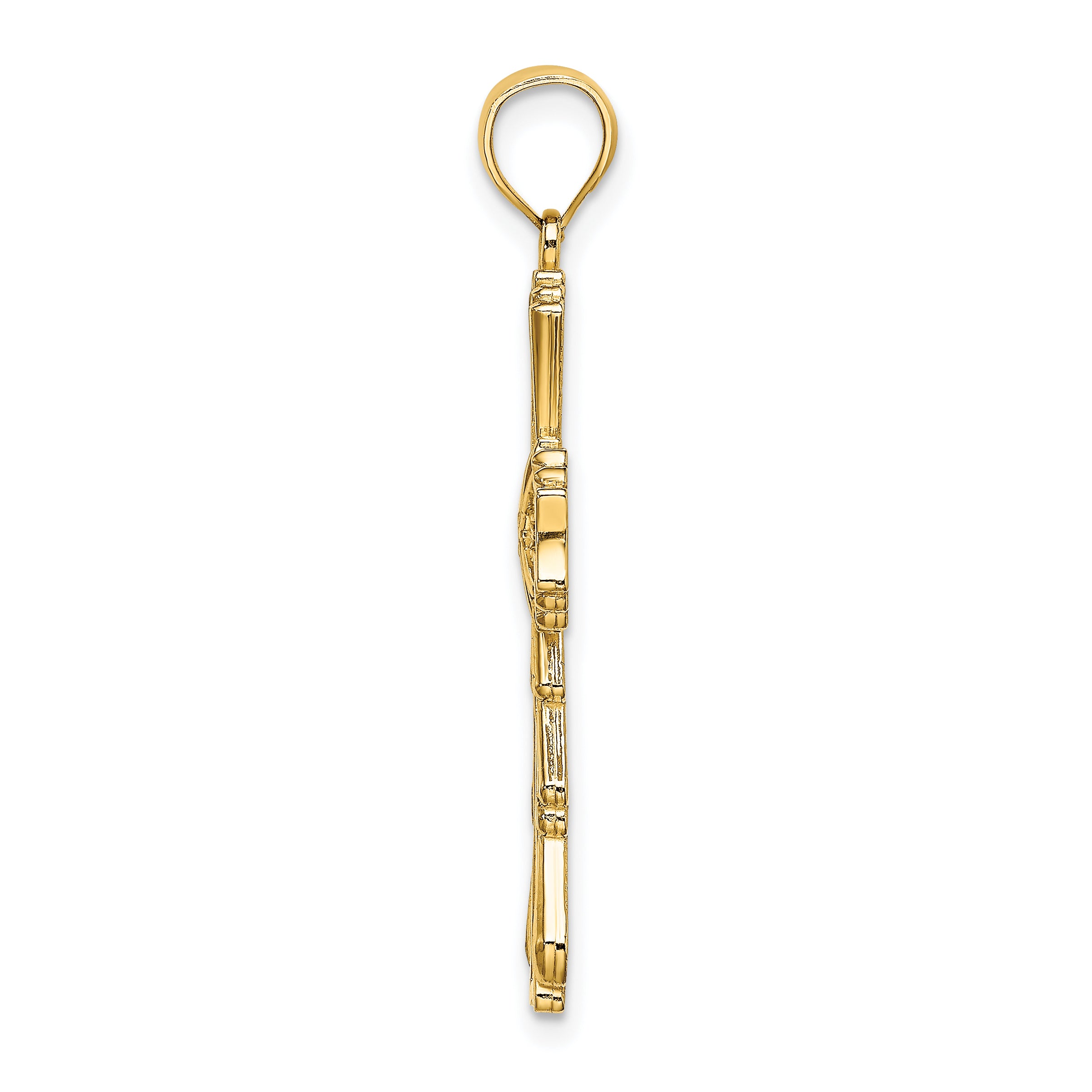 10K Cut-Out w/ Teardrop Sides Cross Charm Secondary image