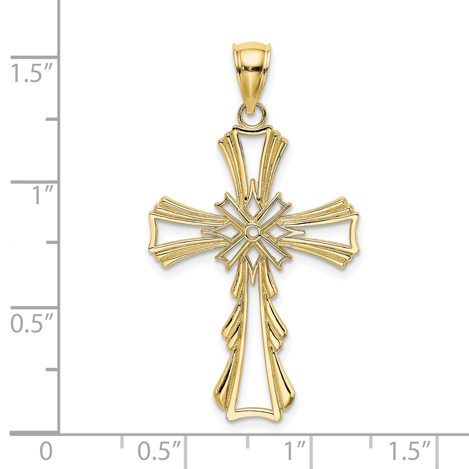 10K Cut-Out w/ Teardrop Sides Cross Charm