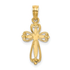 10K Polished and Cut-Out Engraved Cross Charm
