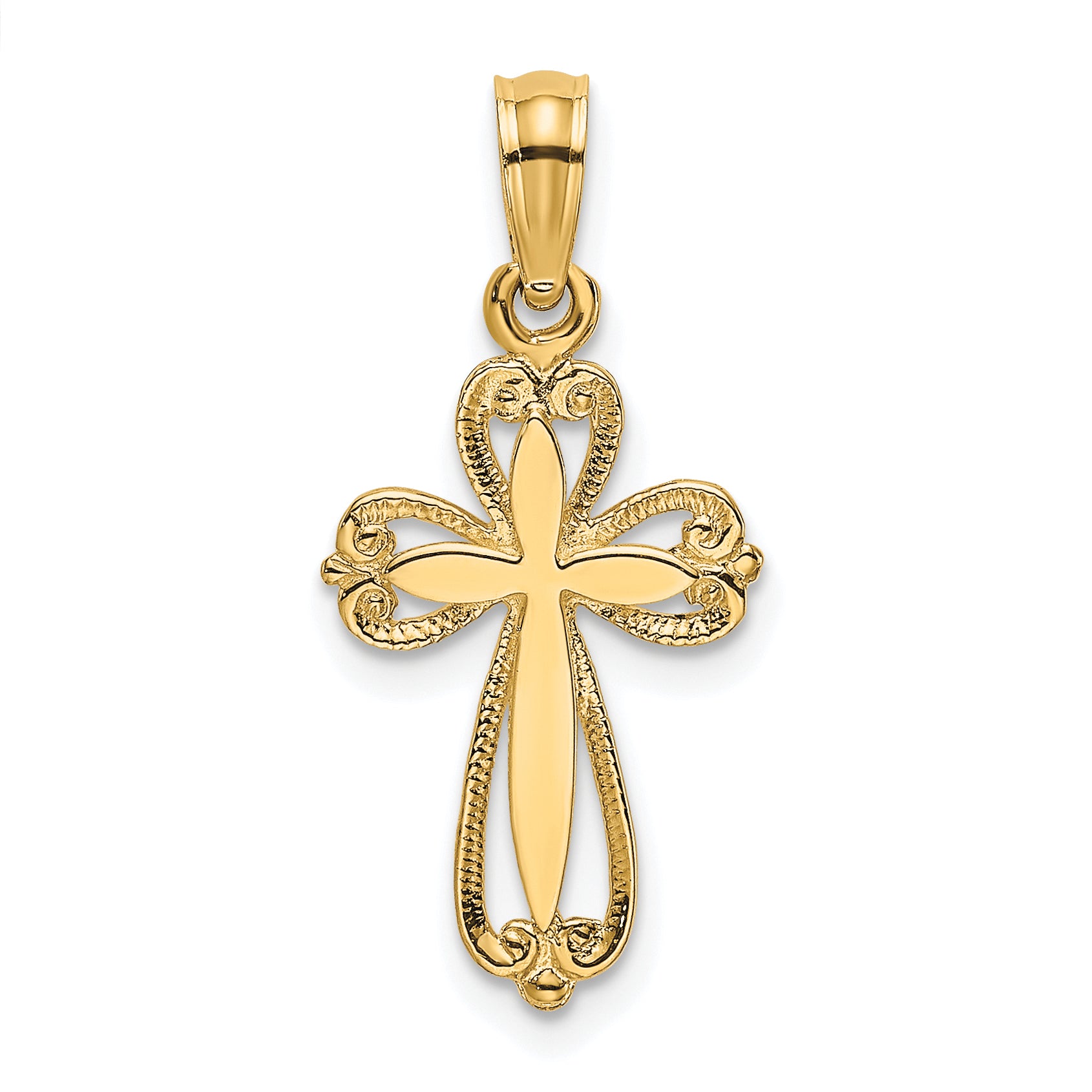 10K Polished and Cut-Out Engraved Cross Charm Main image