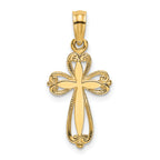 10K Polished and Cut-Out Engraved Cross Charm