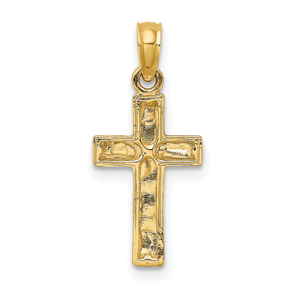 10K 2-D Polished Textured Cross Charm