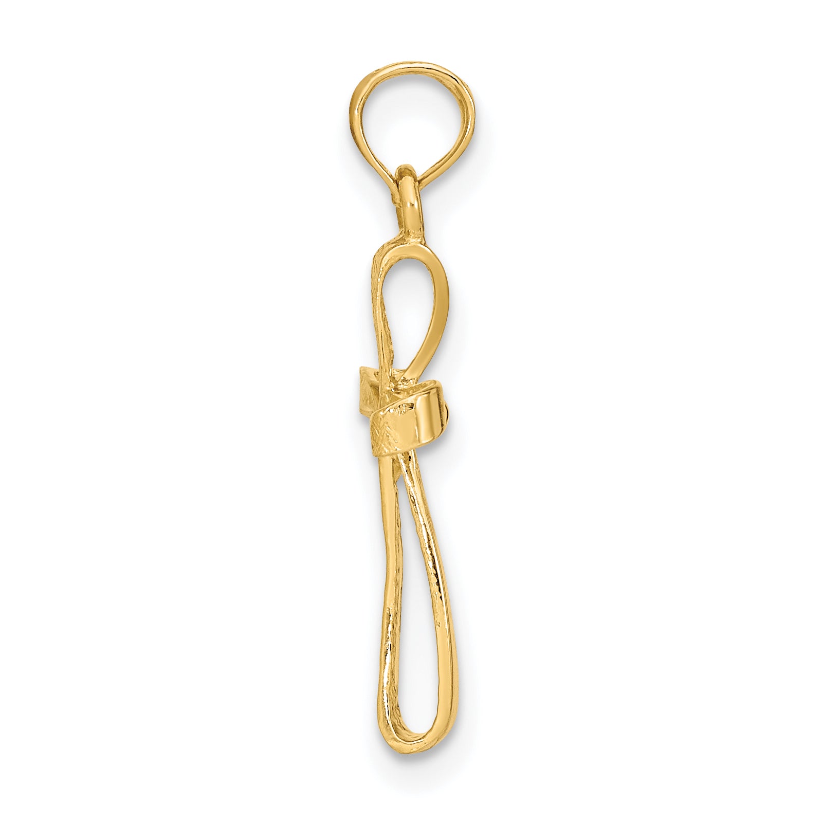 10K 3-D Engraved Polished Twisted Cross Charm