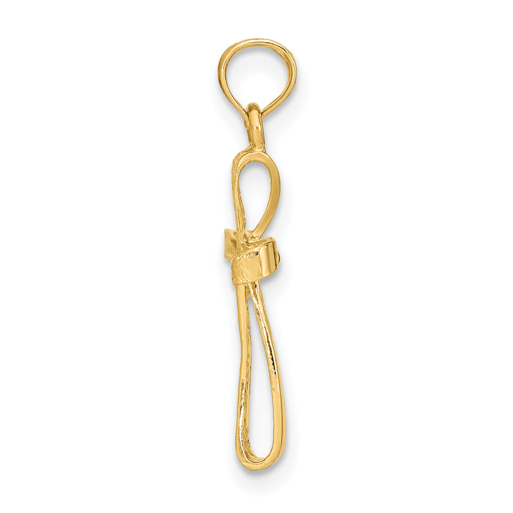 10K 3-D Engraved Polished Twisted Cross Charm