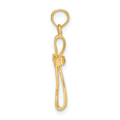 10K 3-D Engraved Polished Twisted Cross Charm