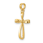 10K 3-D Engraved Polished Twisted Cross Charm