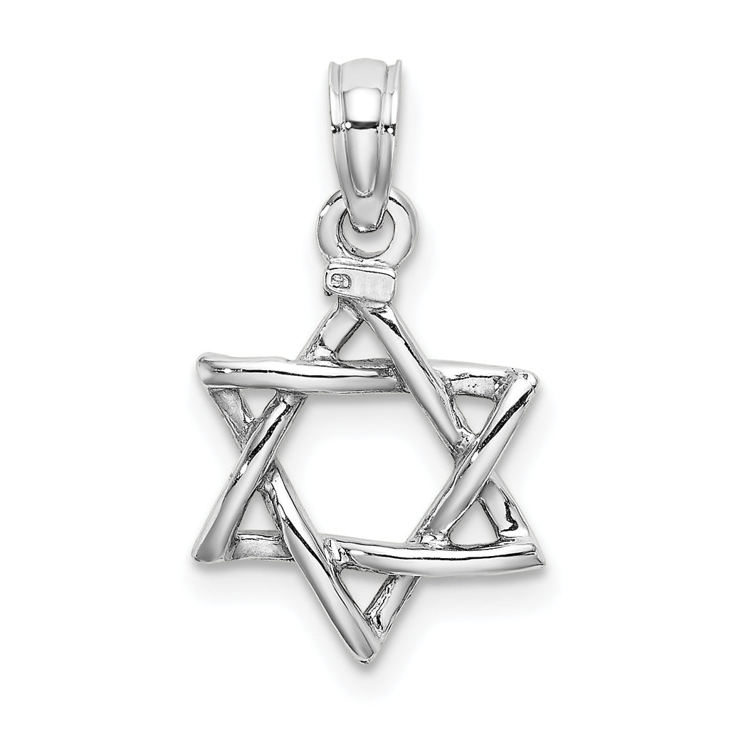 10K White Gold White Gold 3-D Polished Star Of David Charm - view 4