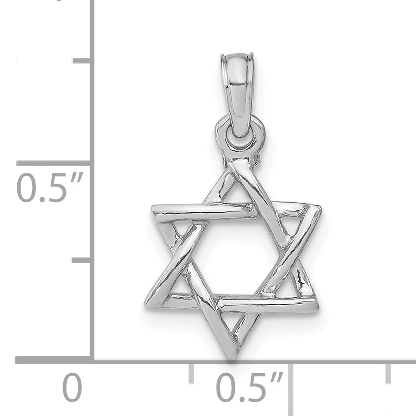 10K White Gold White Gold 3-D Polished Star Of David Charm - view 3