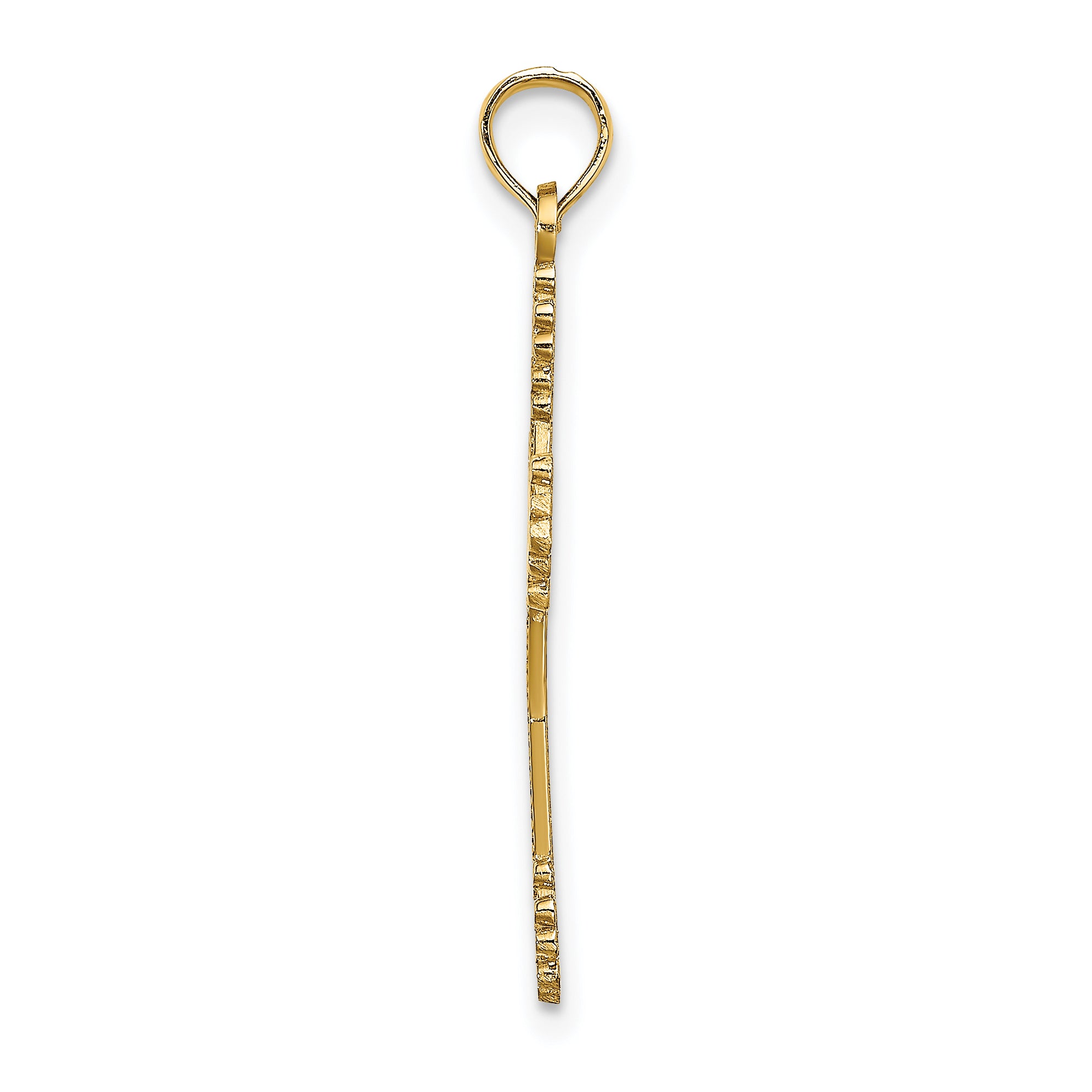 10K Beaded Tip Cross w/ Heart Center Charm