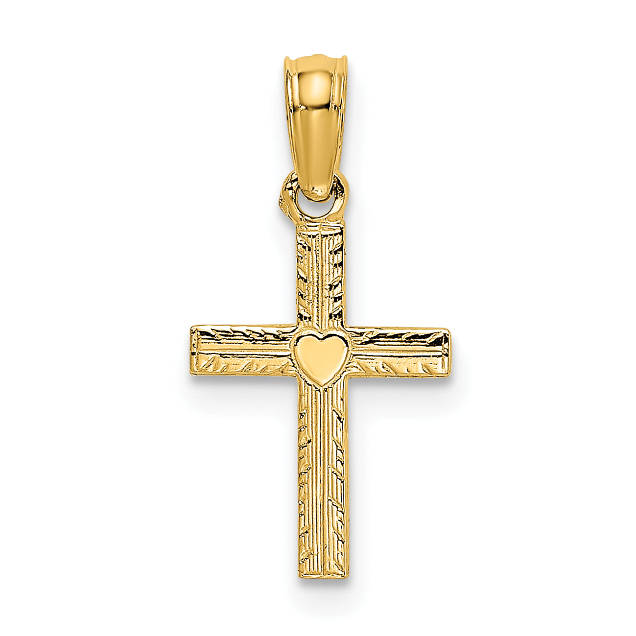 10K Polished Mini Cross w/ Heart Charm Main image