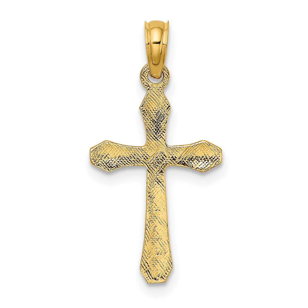 10K Polished Beveled Tips Cross Charm