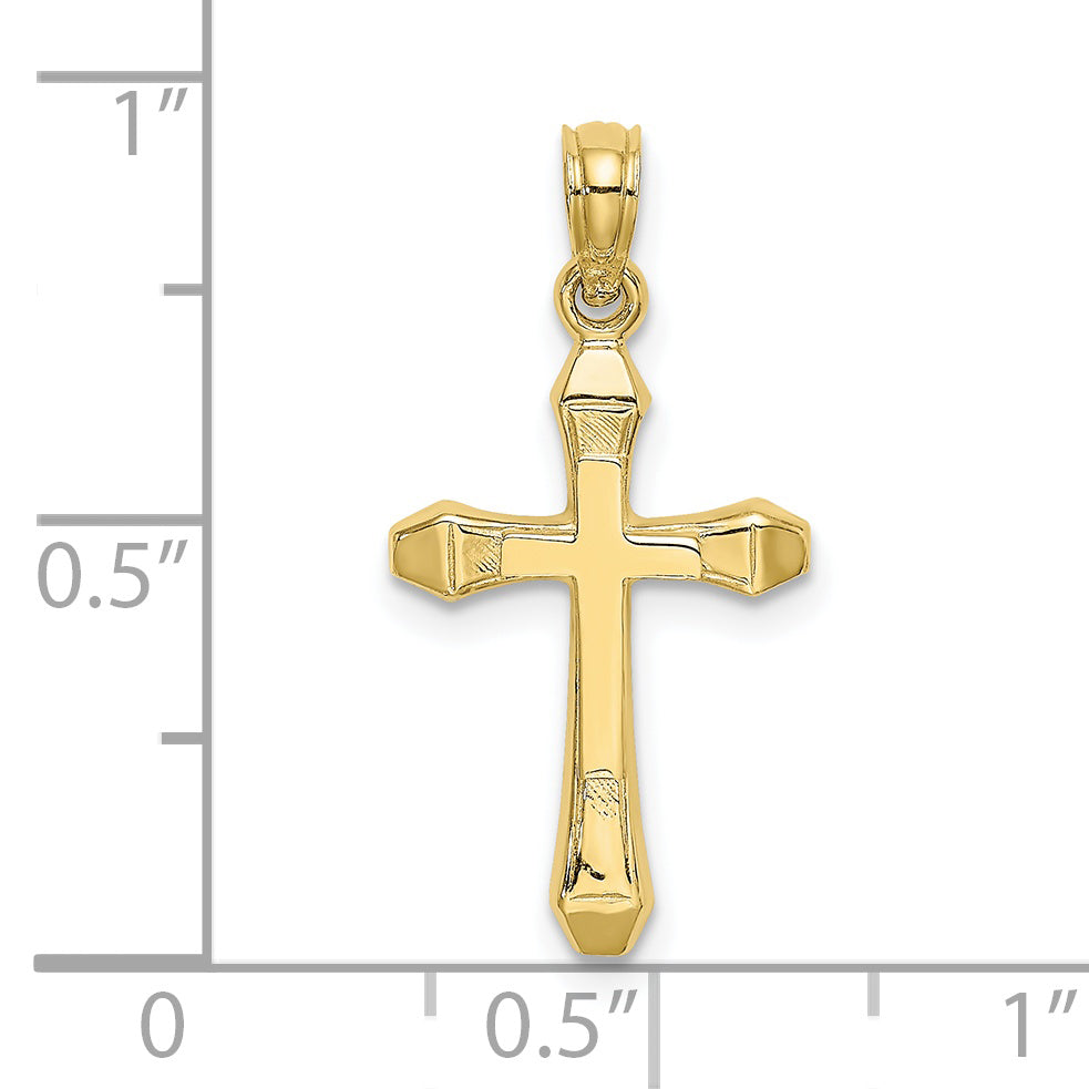 10K Polished Beveled Tips Cross Charm