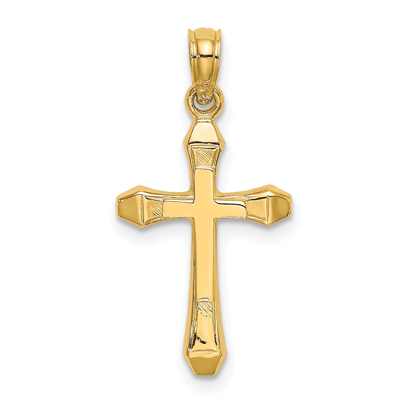 10K Polished Beveled Tips Cross Charm Main image